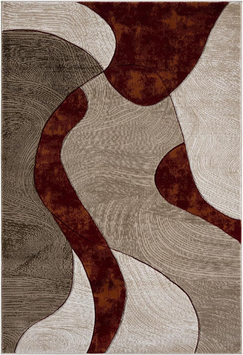 Luxury Shaggy Area Rug 120x170cm Abstract Curved Soft Thick Pile Carpet - Kwikley