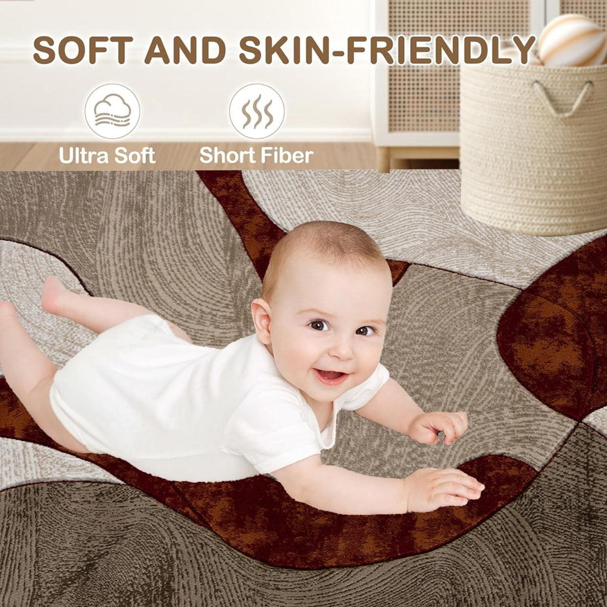 Luxury Shaggy Area Rug 120x170cm Abstract Curved Soft Thick Pile Carpet - Kwikley