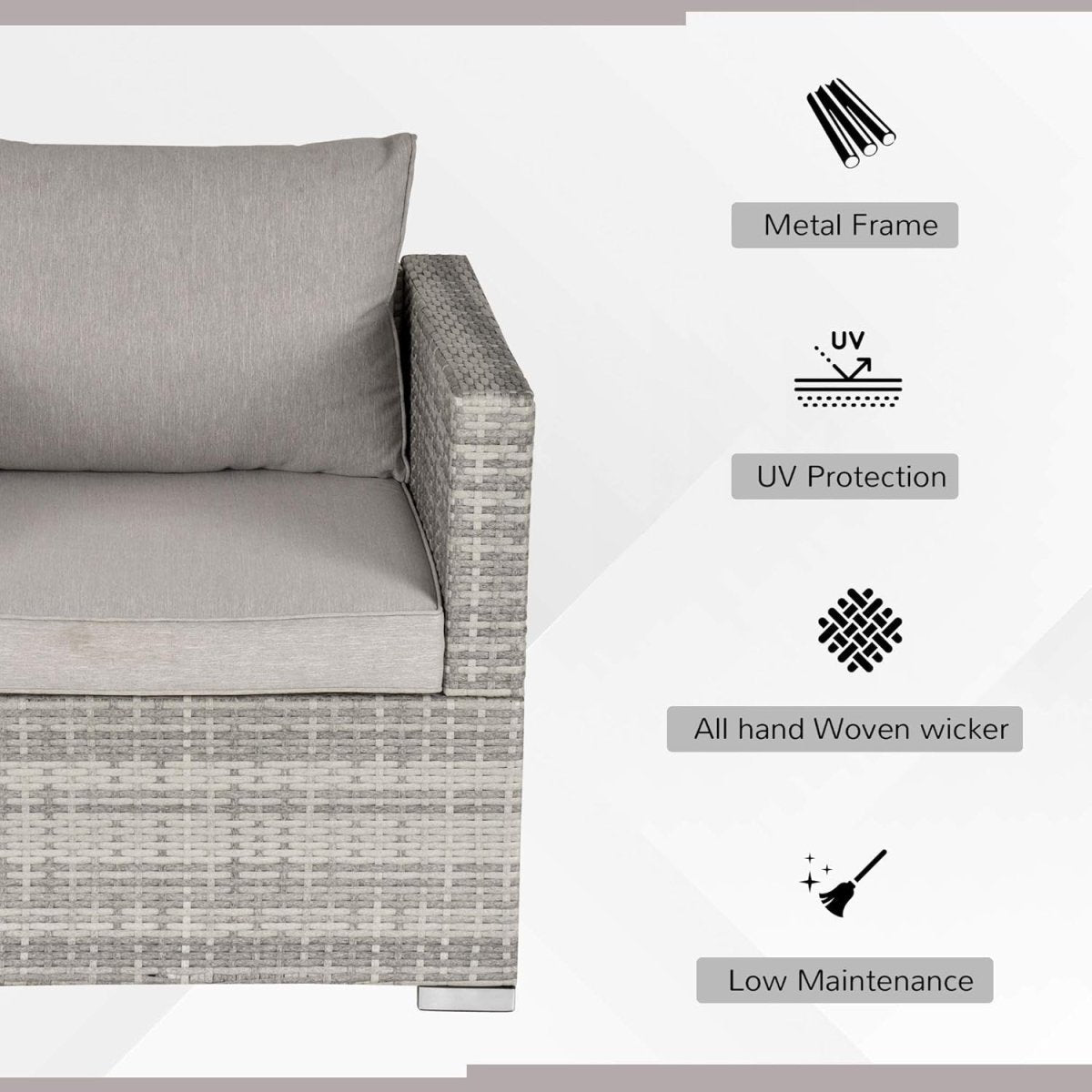 Luxury Single Outdoor Rattan Armchair with Cushions Deep Seat Patio Lounge - Kwikley