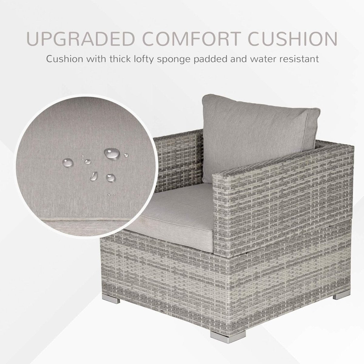 Luxury Single Outdoor Rattan Armchair with Cushions Deep Seat Patio Lounge - Kwikley