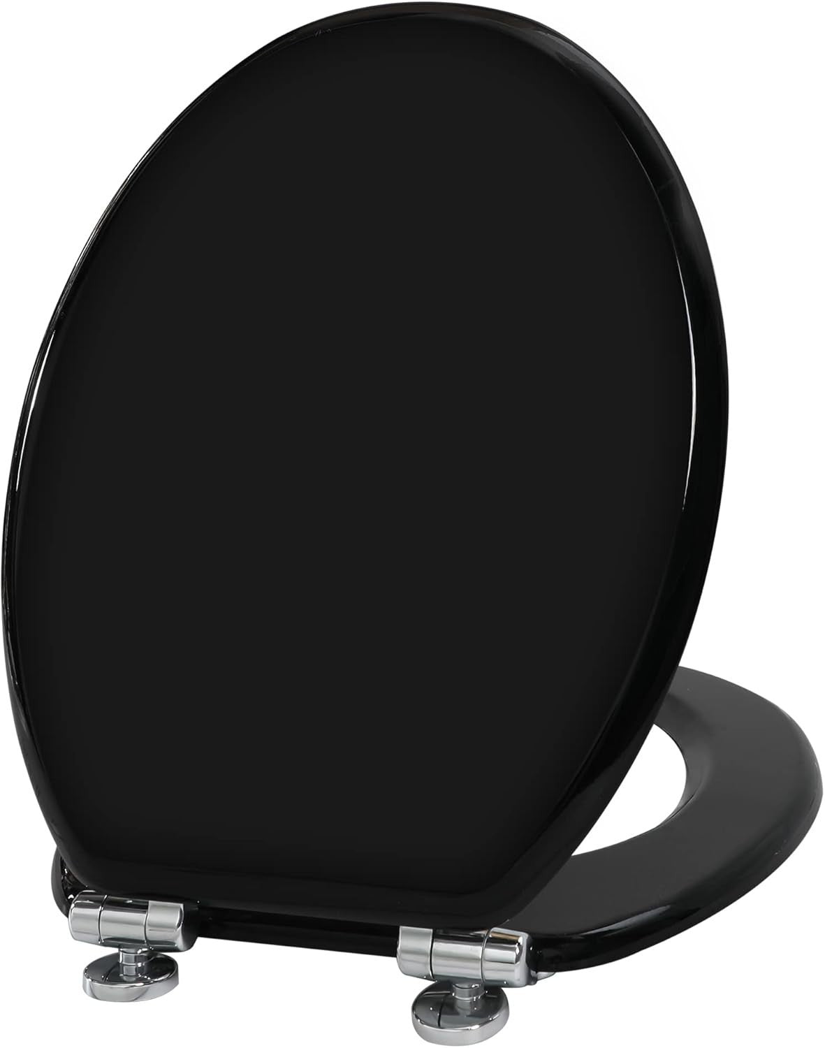Luxury Soft Close Wooden Toilet Seat Black | Adjustable Hinges Quick Release - Kwikley