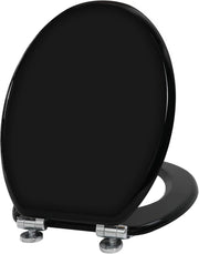 Luxury Soft Close Wooden Toilet Seat Black | Adjustable Hinges Quick Release - Kwikley
