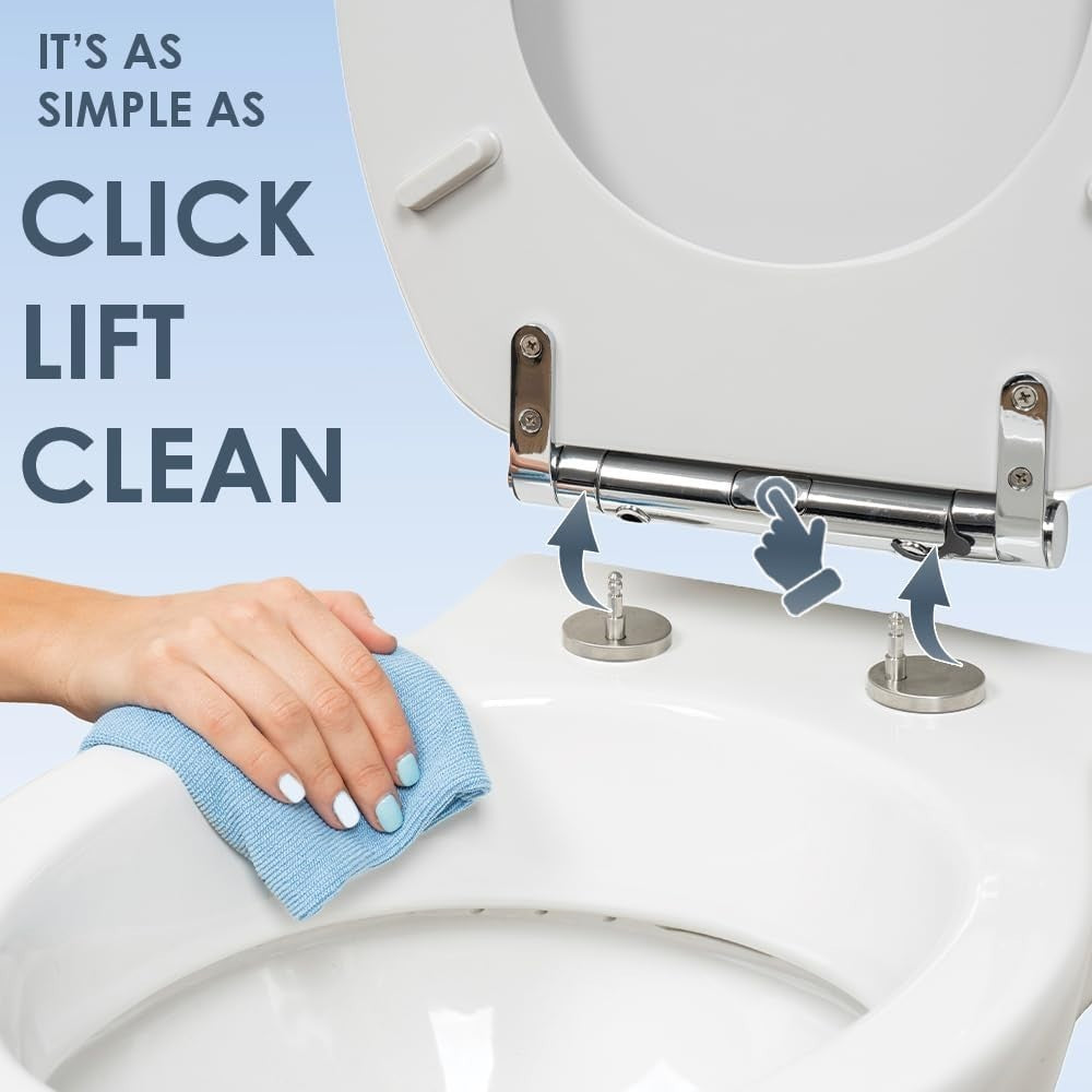 Luxury Soft Touch Slow Close Toilet Seat Grey Click Lift & Clean Warm Matte - Kwikley