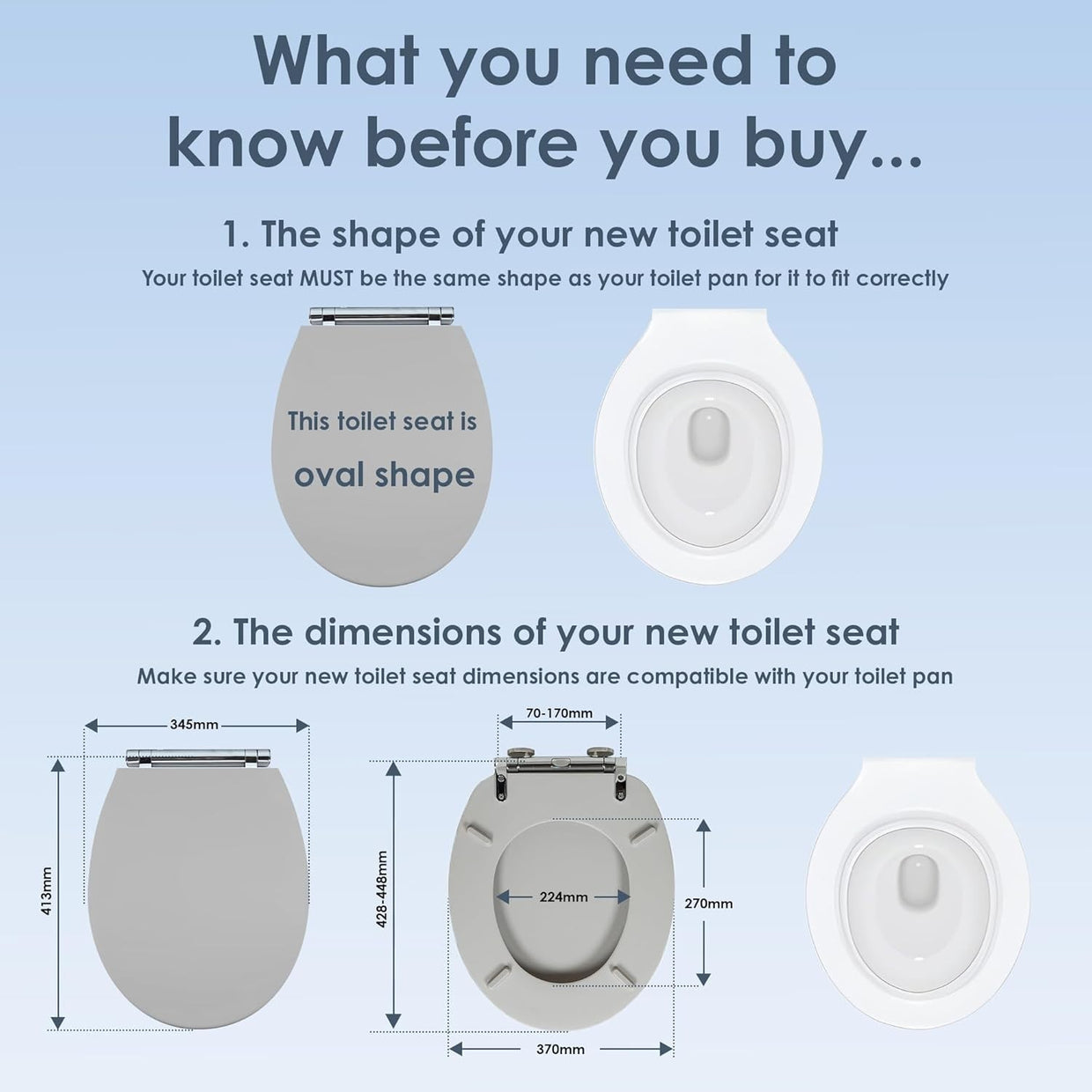 Luxury Soft Touch Slow Close Toilet Seat Grey Click Lift & Clean Warm Matte - Kwikley