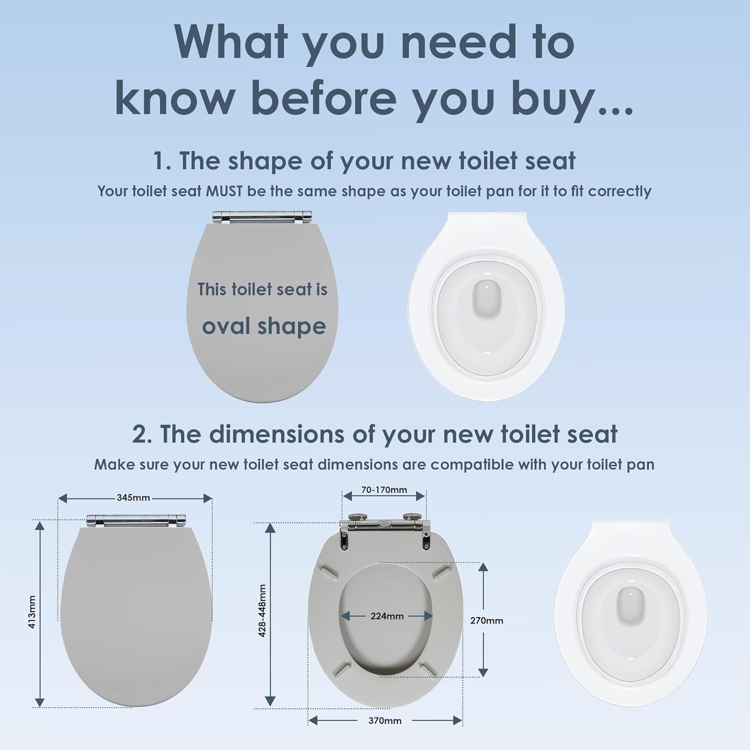 Luxury Soft Touch Slow Close Toilet Seat Grey Click Lift & Clean Warm Matte - Kwikley