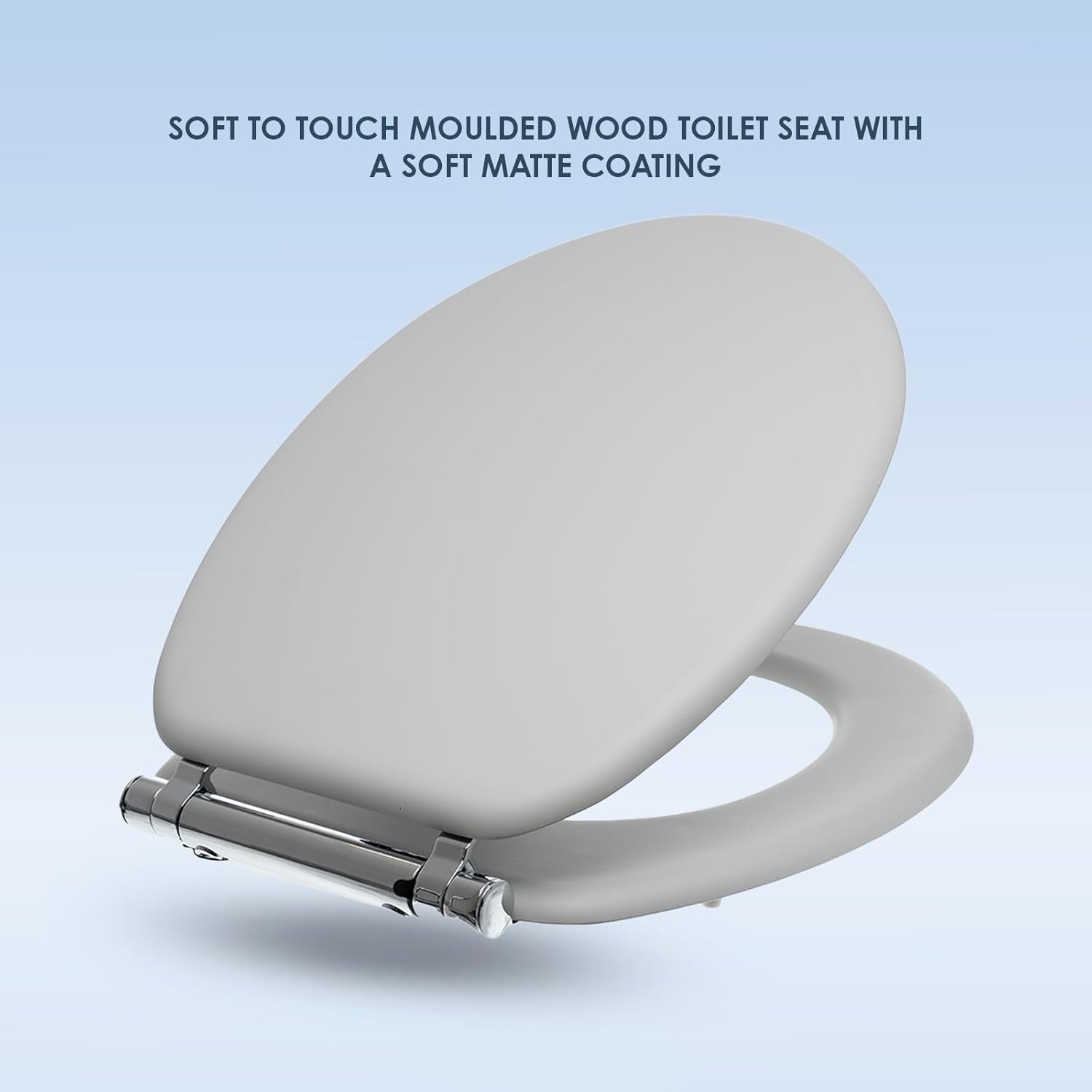 Luxury Soft Touch Slow Close Toilet Seat Grey Click Lift & Clean Warm Matte - Kwikley