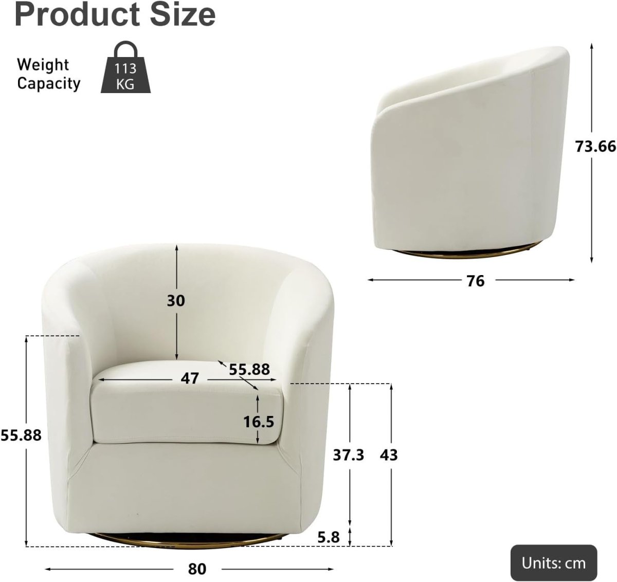 Luxury Swivel Accent Chair Velvet Upholstered Barrel Seat with Gold Base - Kwikley
