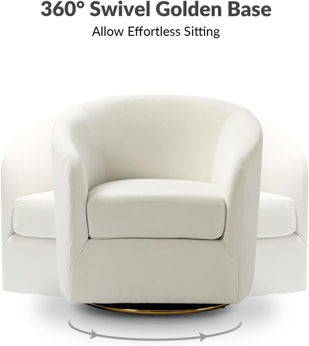 Luxury Swivel Accent Chair Velvet Upholstered Barrel Seat with Gold Base - Kwikley