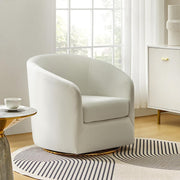 Luxury Swivel Accent Chair Velvet Upholstered Barrel Seat with Gold Base - Kwikley