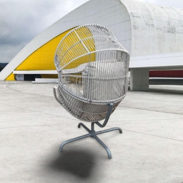 Luxury Swivel Egg Chair with Cushions & Weather Cover – Grey Rattan Garden Seat - Kwikley