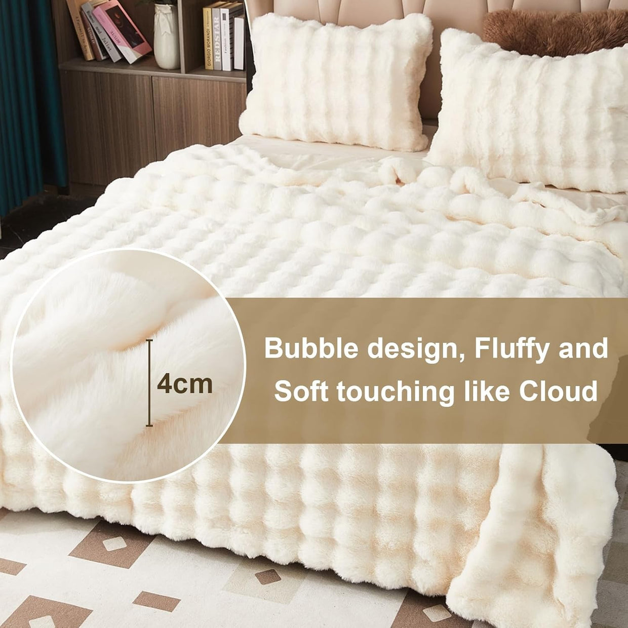 Luxury Thick Plush Fleece Throw Blanket Soft Warm Sofa Bed 100x160cm - Kwikley