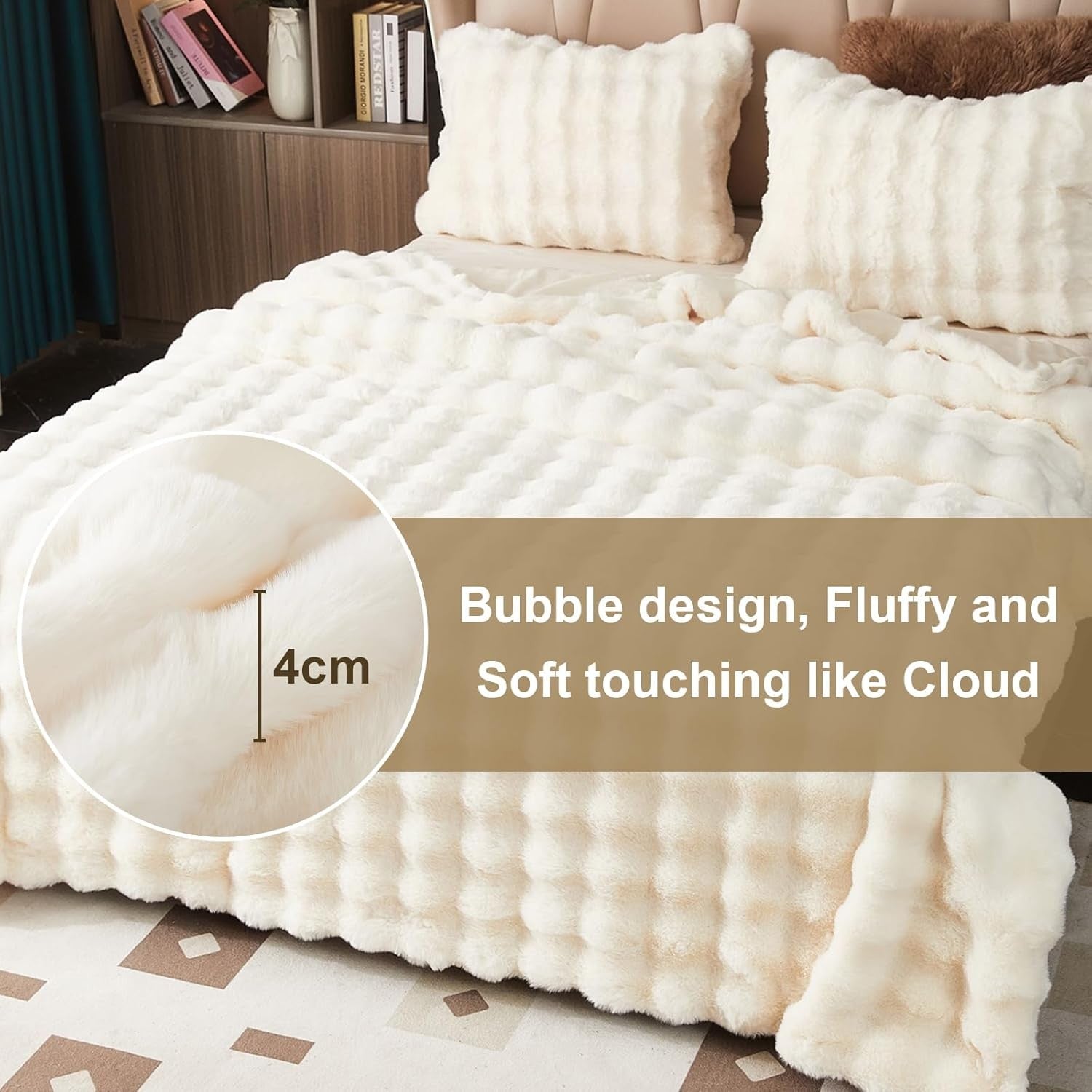 Luxury Thick Plush Fleece Throw Blanket Soft Warm Sofa Bed 100x160cm - Kwikley