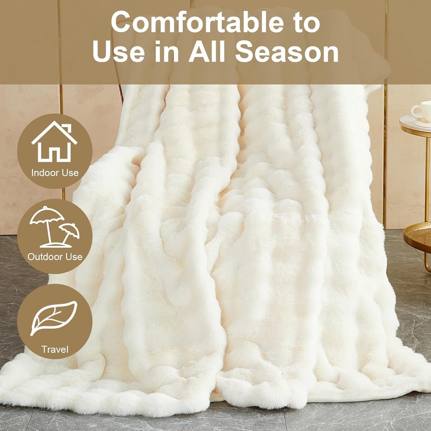 Luxury Thick Plush Fleece Throw Blanket Soft Warm Sofa Bed 100x160cm - Kwikley