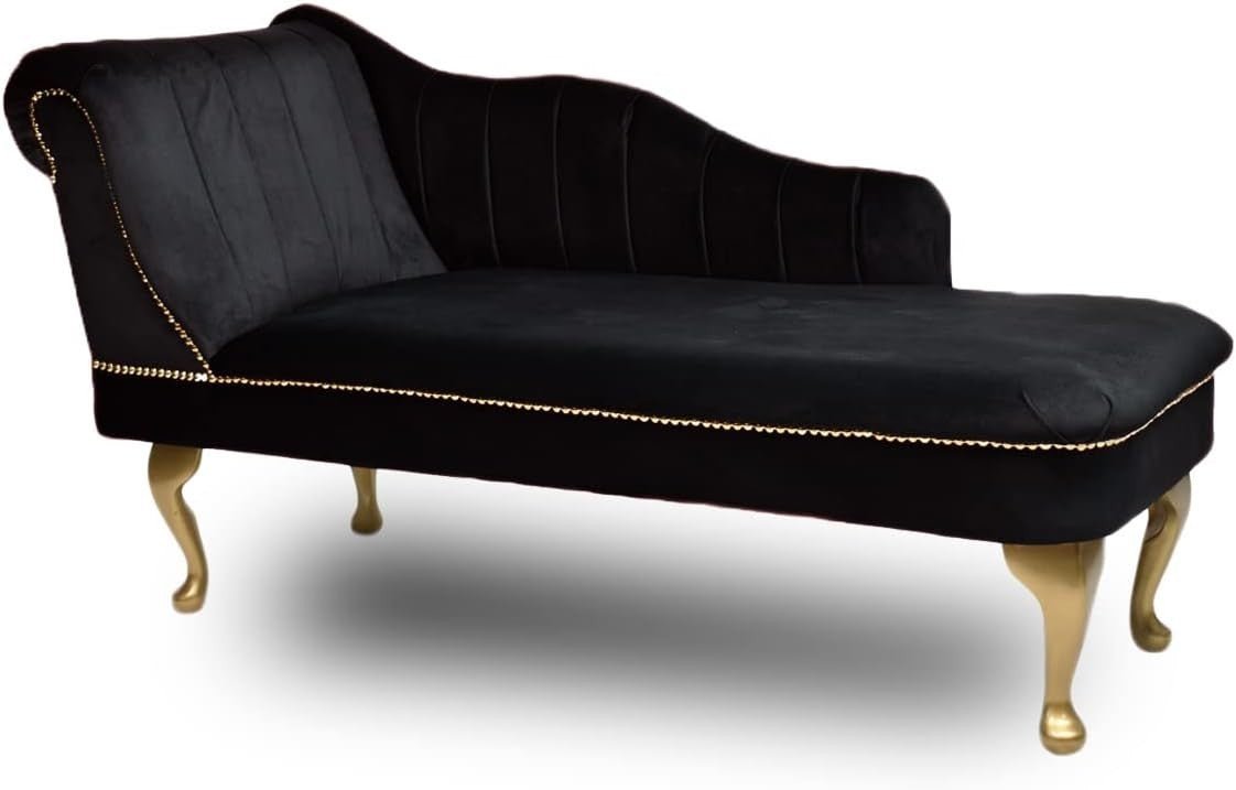 Luxury Tufted Velvet Chaise Lounge Sofa Left Hand Accent Chair Black - Kwikley