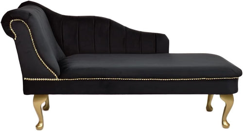 Luxury Tufted Velvet Chaise Lounge Sofa Left Hand Accent Chair Black - Kwikley