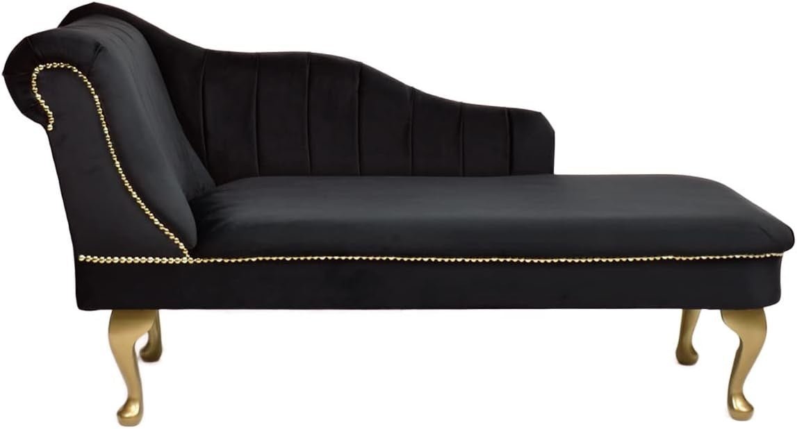 Luxury Tufted Velvet Chaise Lounge Sofa Left Hand Accent Chair Black - Kwikley