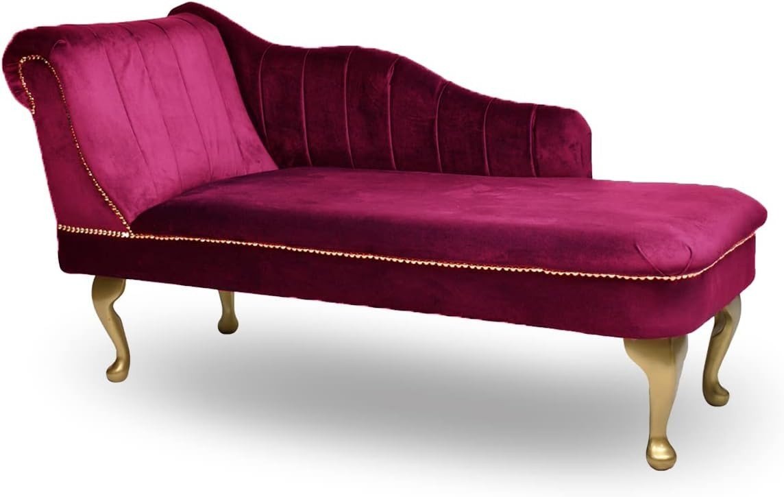 Luxury Tufted Velvet Chaise Lounge Sofa Left Hand Accent Chair Boysenberry - Kwikley