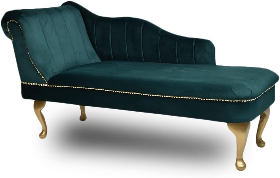 Luxury Tufted Velvet Chaise Lounge Sofa Left Hand Accent Chair Colour - Kwikley