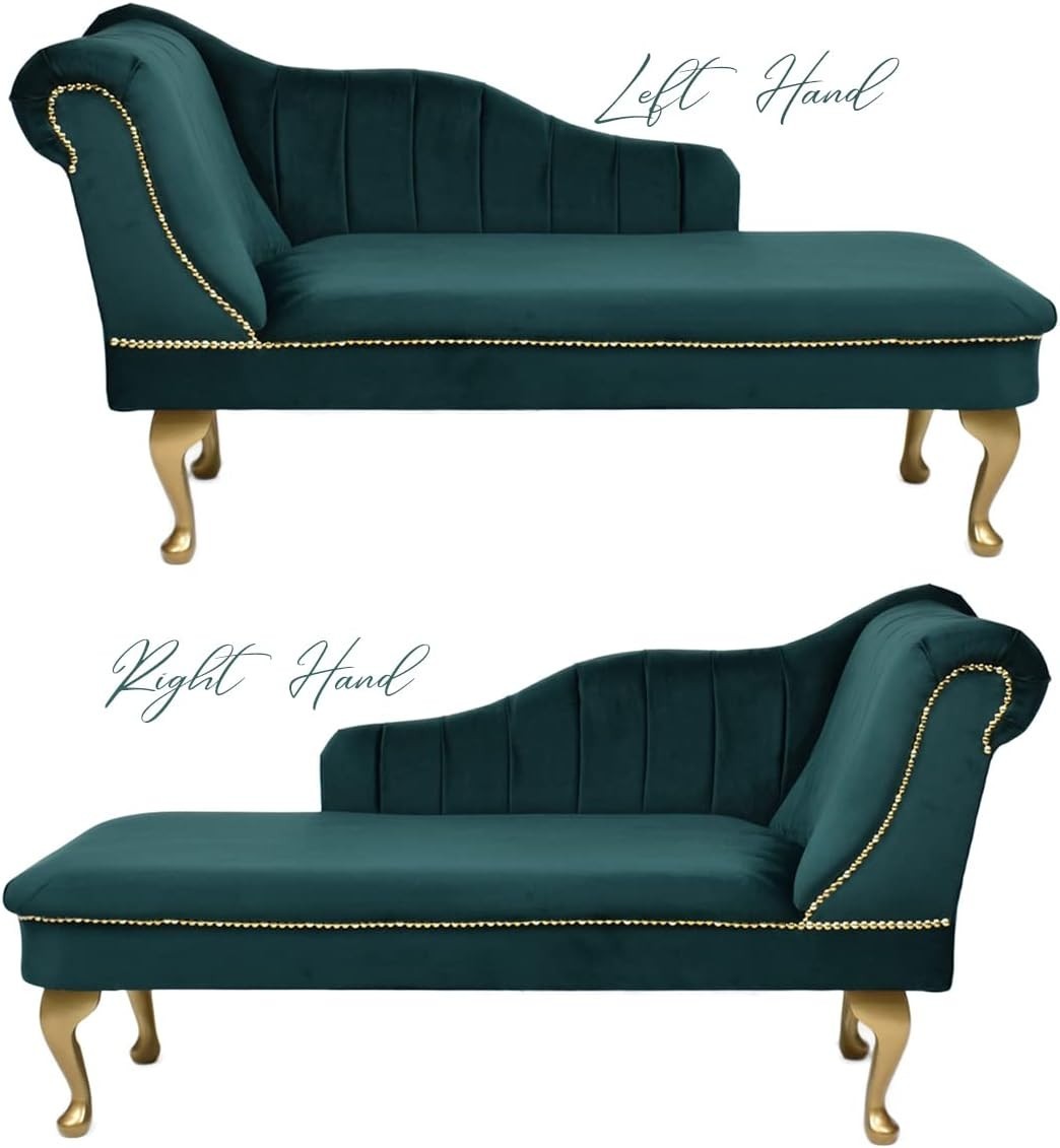Luxury Tufted Velvet Chaise Lounge Sofa Left Hand Accent Chair Colour - Kwikley