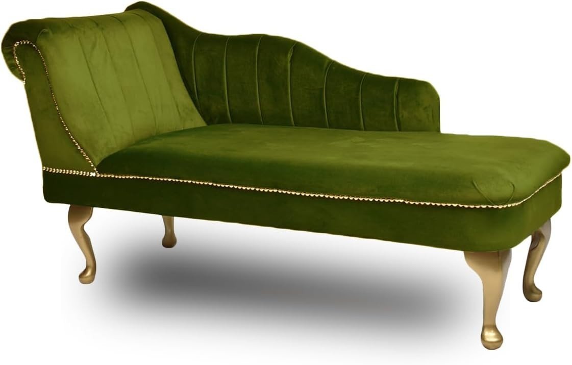 Luxury Tufted Velvet Chaise Lounge Sofa Left Hand Accent Chair Olive - Kwikley