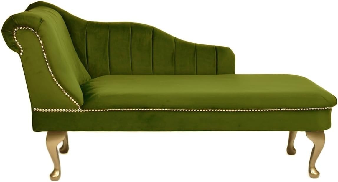 Luxury Tufted Velvet Chaise Lounge Sofa Left Hand Accent Chair Olive - Kwikley