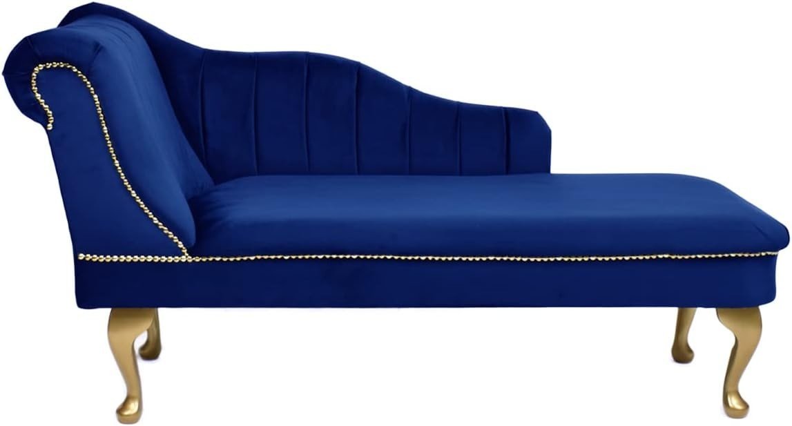 Luxury Tufted Velvet Chaise Lounge Sofa Left Hand Accent Chair Royal - Kwikley