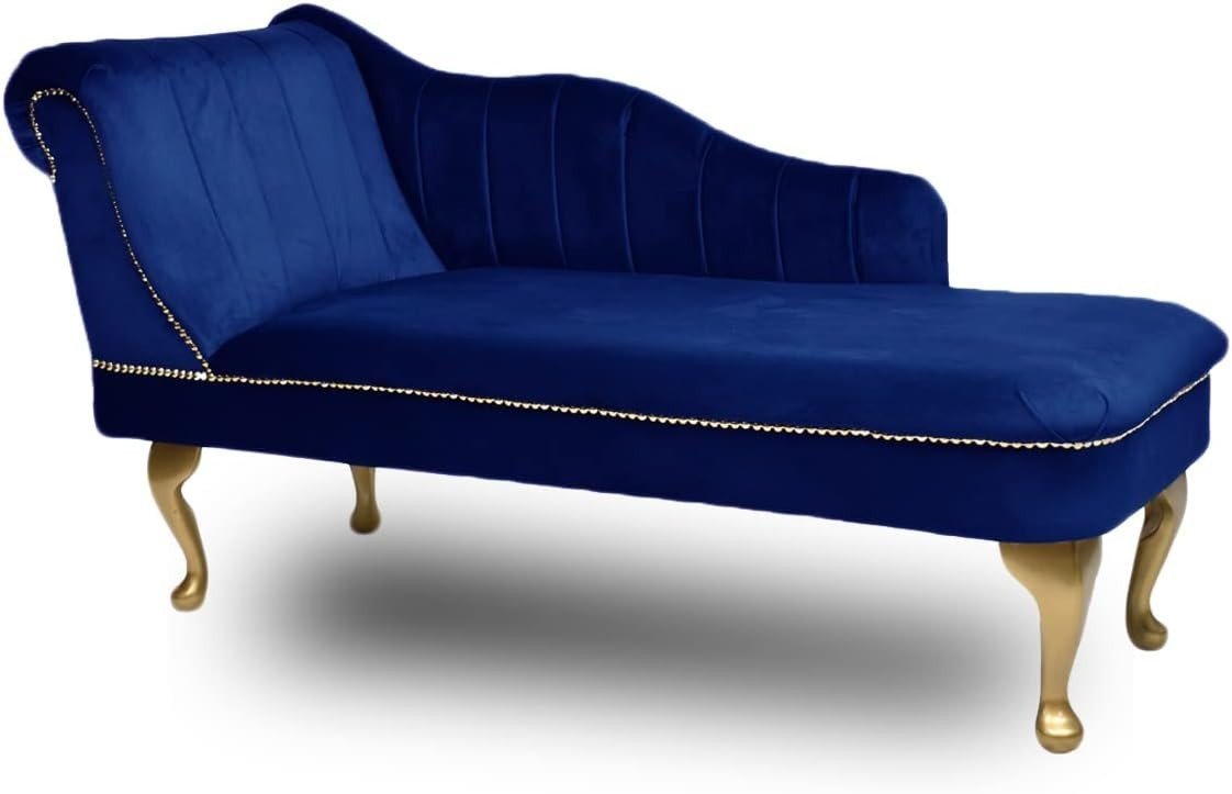 Luxury Tufted Velvet Chaise Lounge Sofa Left Hand Accent Chair Royal - Kwikley