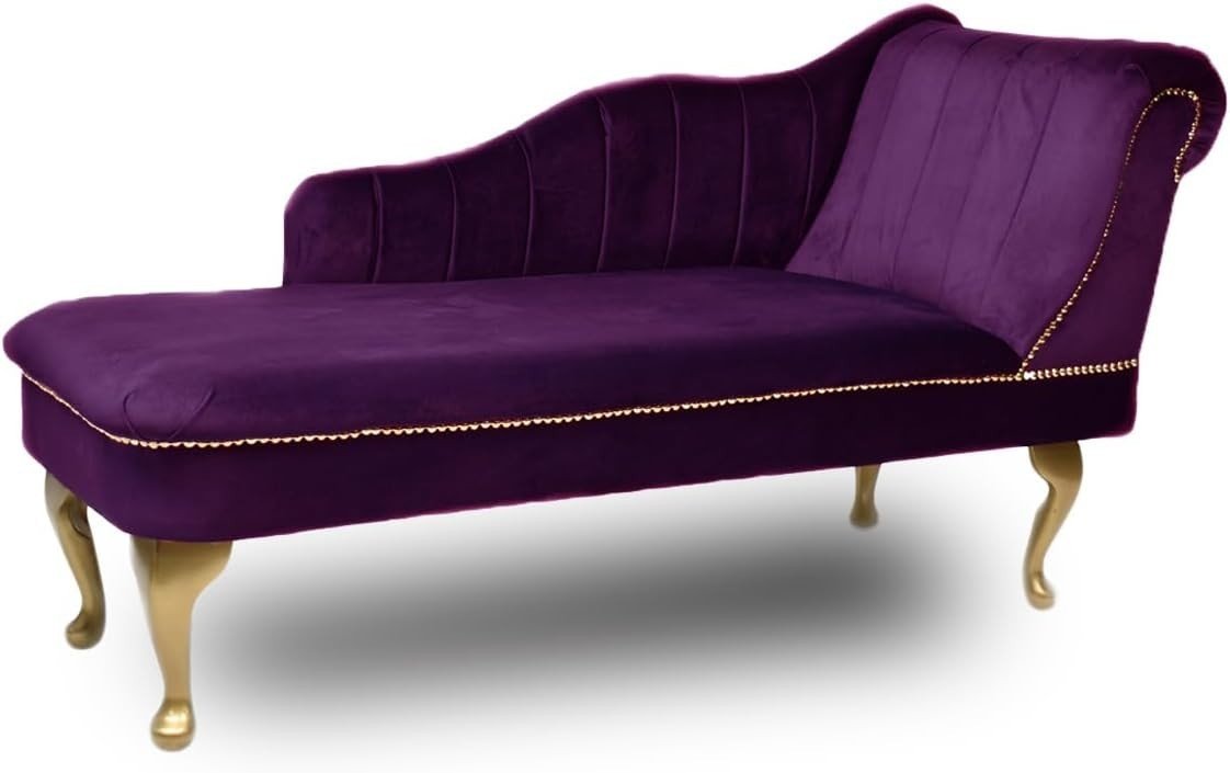Luxury Tufted Velvet Chaise Lounge Sofa Right Hand Accent Chair Amethyst - Kwikley