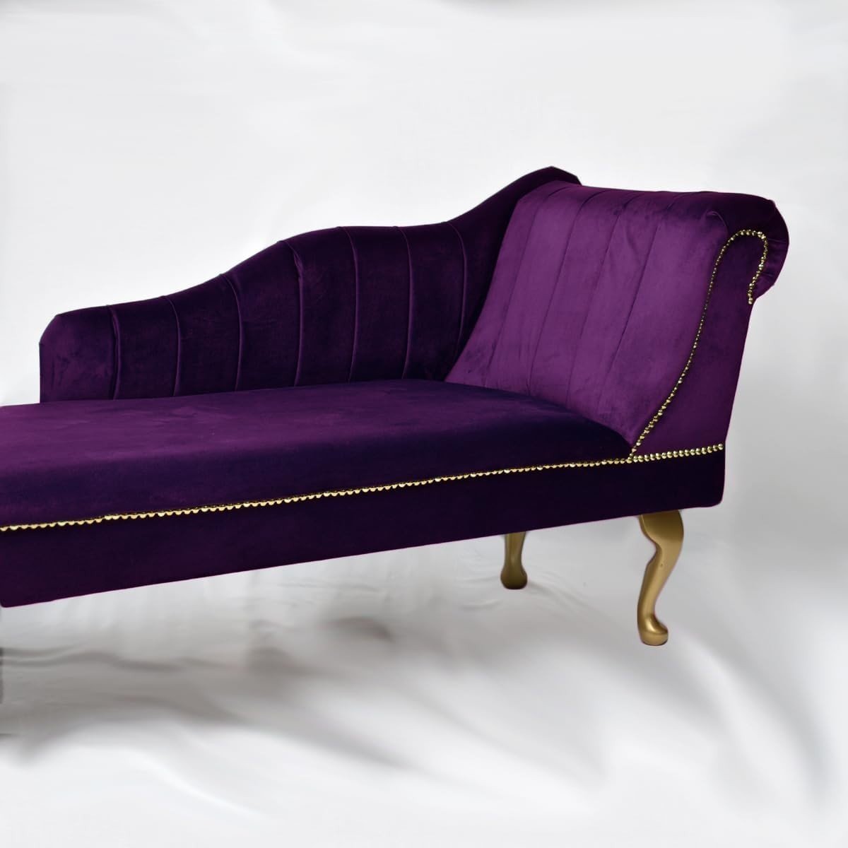 Luxury Tufted Velvet Chaise Lounge Sofa Right Hand Accent Chair Amethyst - Kwikley