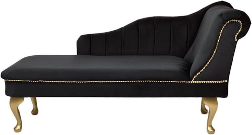 Luxury Tufted Velvet Chaise Lounge Sofa Right Hand Accent Chair Black - Kwikley