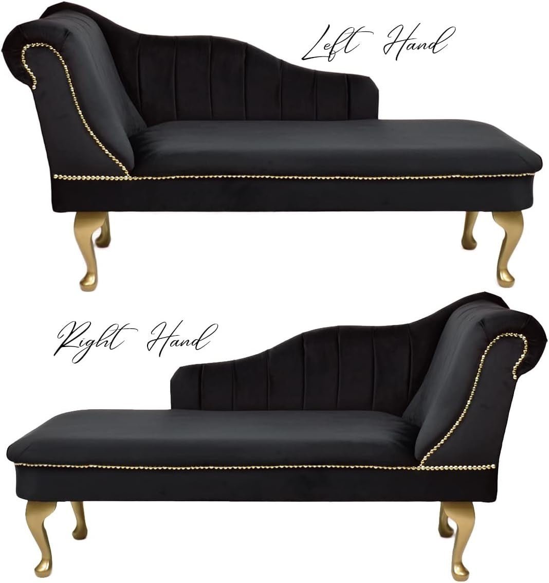 Luxury Tufted Velvet Chaise Lounge Sofa Right Hand Accent Chair Black - Kwikley