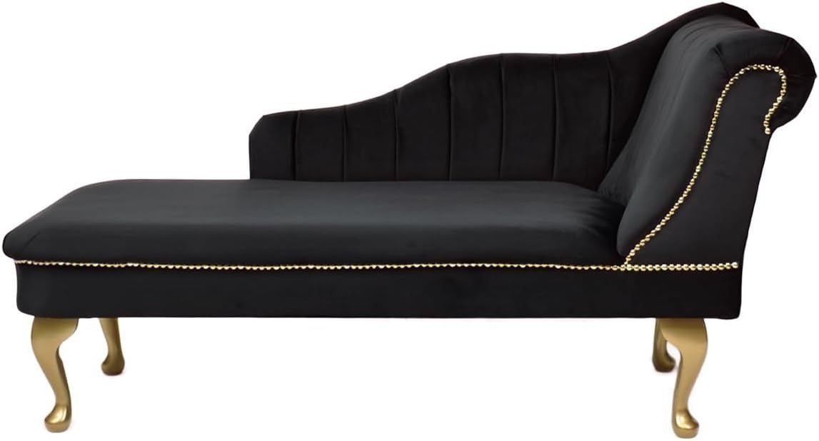 Luxury Tufted Velvet Chaise Lounge Sofa Right Hand Accent Chair Black - Kwikley