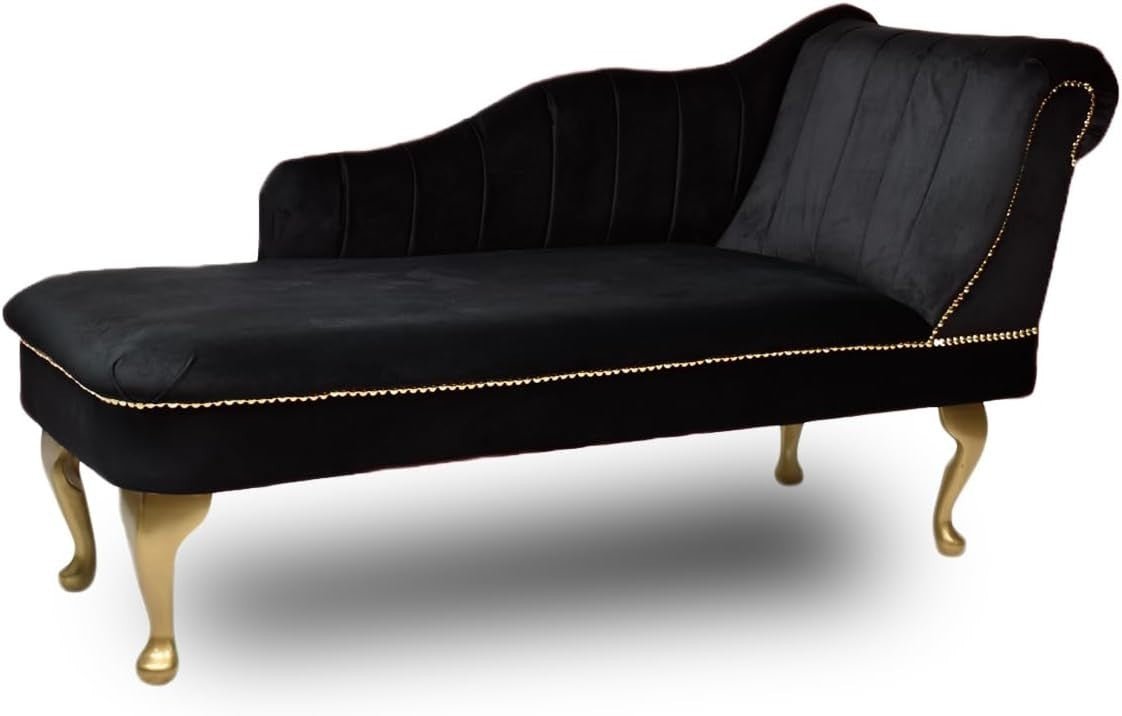 Luxury Tufted Velvet Chaise Lounge Sofa Right Hand Accent Chair Black - Kwikley