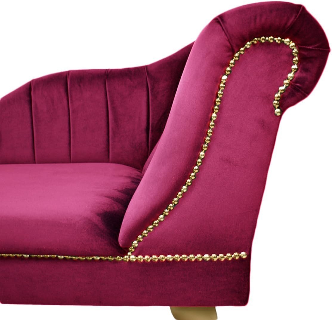 Luxury Tufted Velvet Chaise Lounge Sofa Right Hand Accent Chair Boysenberry - Kwikley