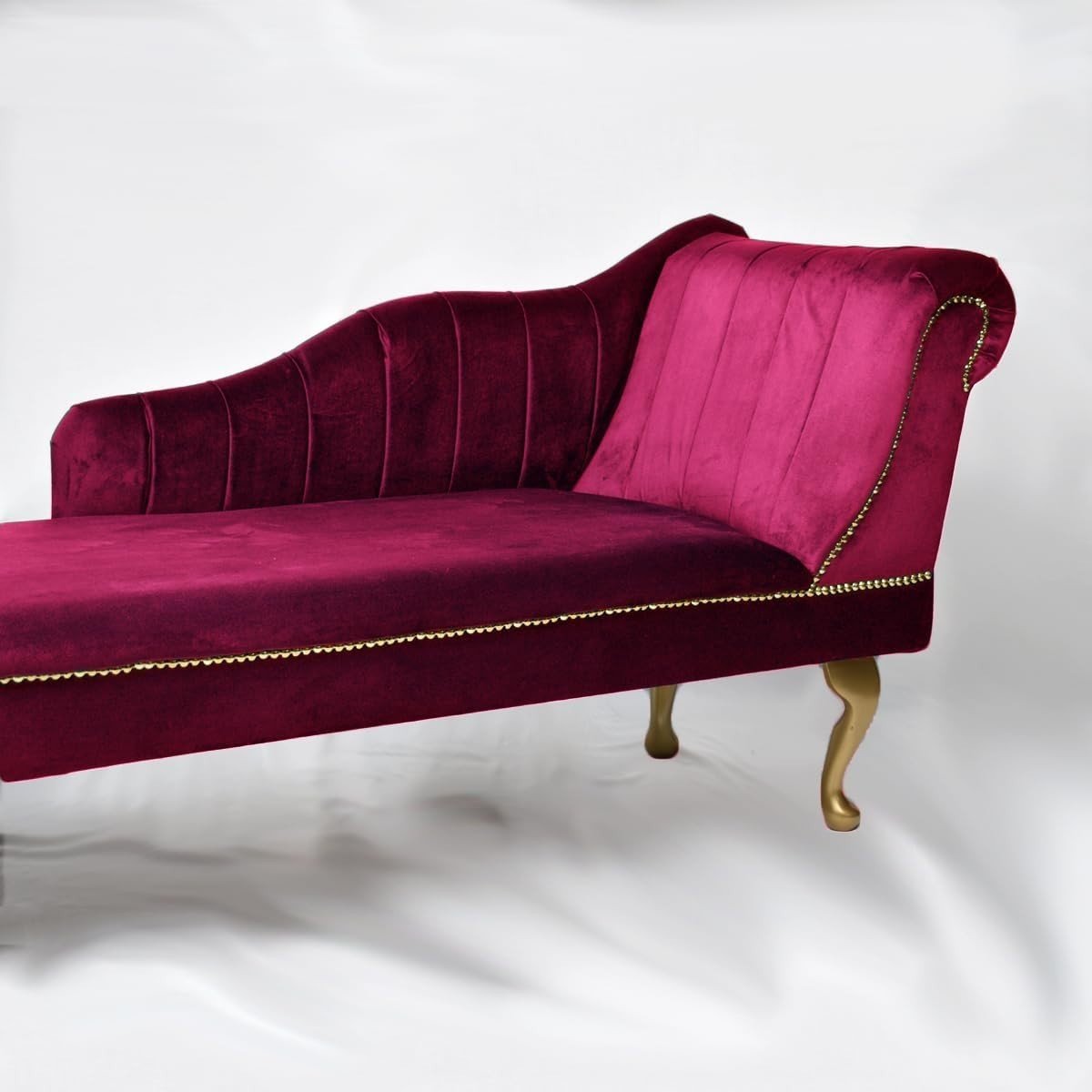 Luxury Tufted Velvet Chaise Lounge Sofa Right Hand Accent Chair Boysenberry - Kwikley