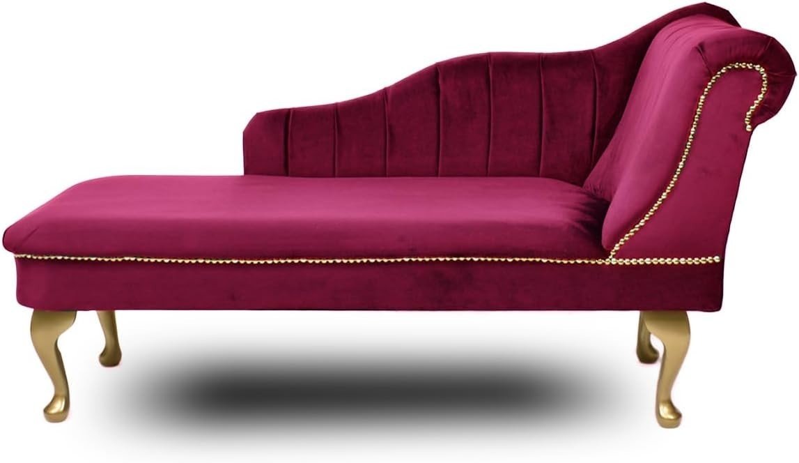Luxury Tufted Velvet Chaise Lounge Sofa Right Hand Accent Chair Boysenberry - Kwikley