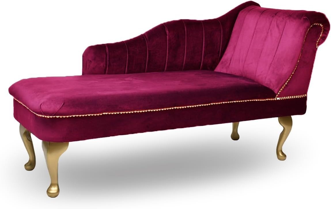 Luxury Tufted Velvet Chaise Lounge Sofa Right Hand Accent Chair Boysenberry - Kwikley