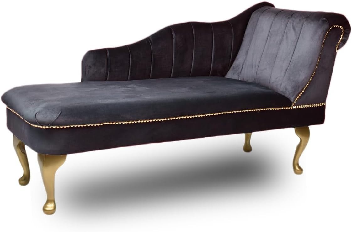 Luxury Tufted Velvet Chaise Lounge Sofa Right Hand Accent Chair Grey - Kwikley