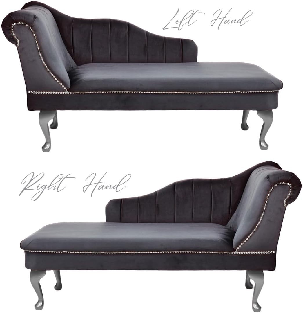 Luxury Tufted Velvet Chaise Lounge Sofa Right Hand Accent Chair Grey - Kwikley