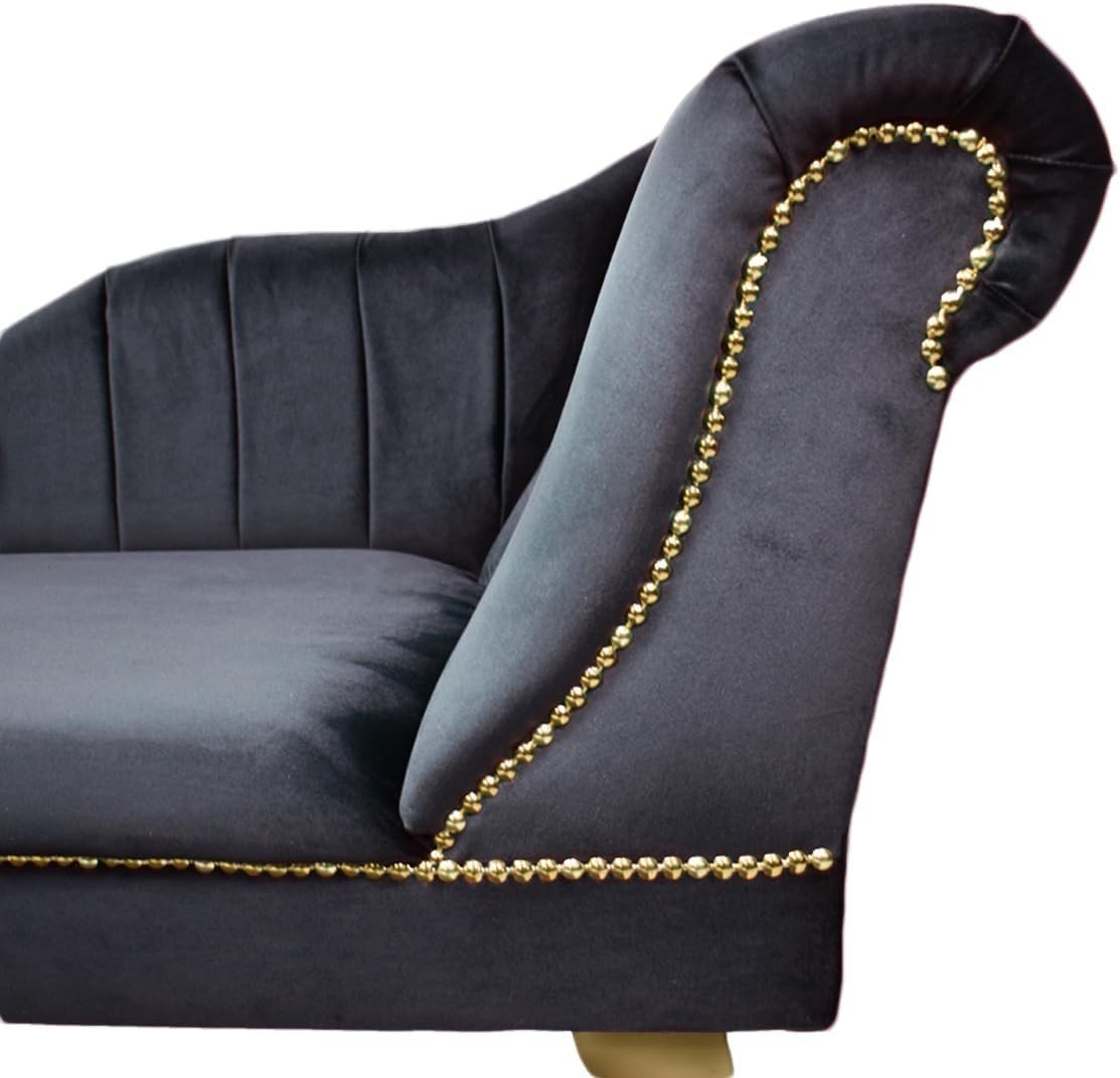 Luxury Tufted Velvet Chaise Lounge Sofa Right Hand Accent Chair Grey - Kwikley