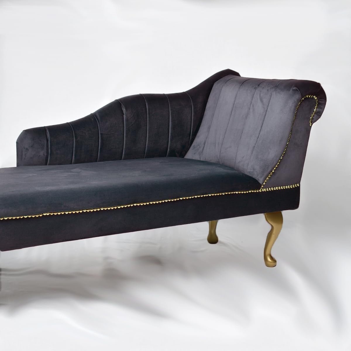 Luxury Tufted Velvet Chaise Lounge Sofa Right Hand Accent Chair Grey - Kwikley