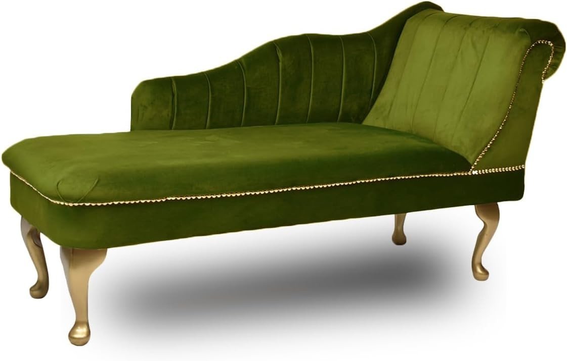Luxury Tufted Velvet Chaise Lounge Sofa Right Hand Accent Chair Olive - Kwikley
