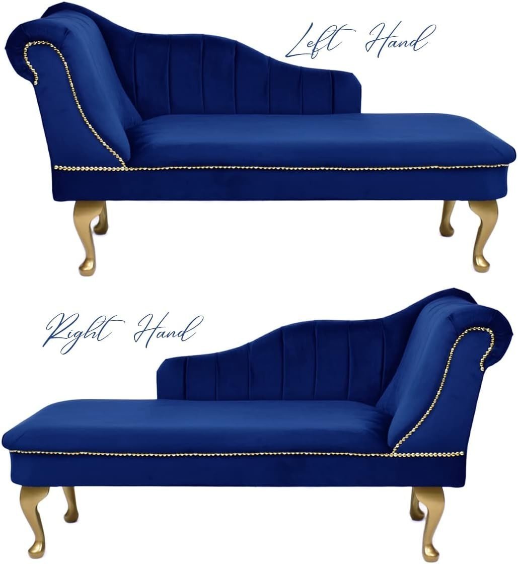 Luxury Tufted Velvet Chaise Lounge Sofa Right Hand Accent Chair Royal - Kwikley