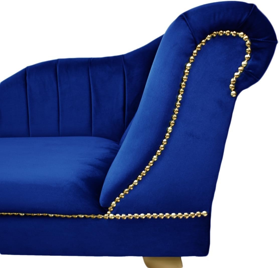Luxury Tufted Velvet Chaise Lounge Sofa Right Hand Accent Chair Royal - Kwikley