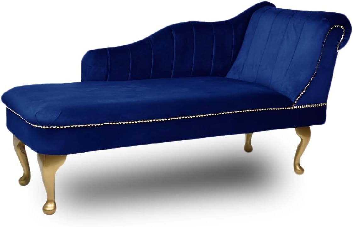 Luxury Tufted Velvet Chaise Lounge Sofa Right Hand Accent Chair Royal - Kwikley