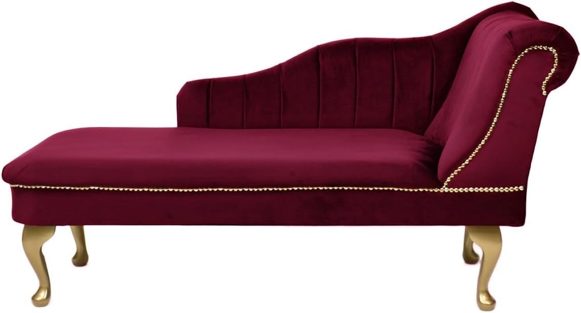 Luxury Tufted Velvet Chaise Lounge Sofa Right Hand Accent Chair Wine - Kwikley