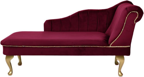 Luxury Tufted Velvet Chaise Lounge Sofa Right Hand Accent Chair Wine - Kwikley