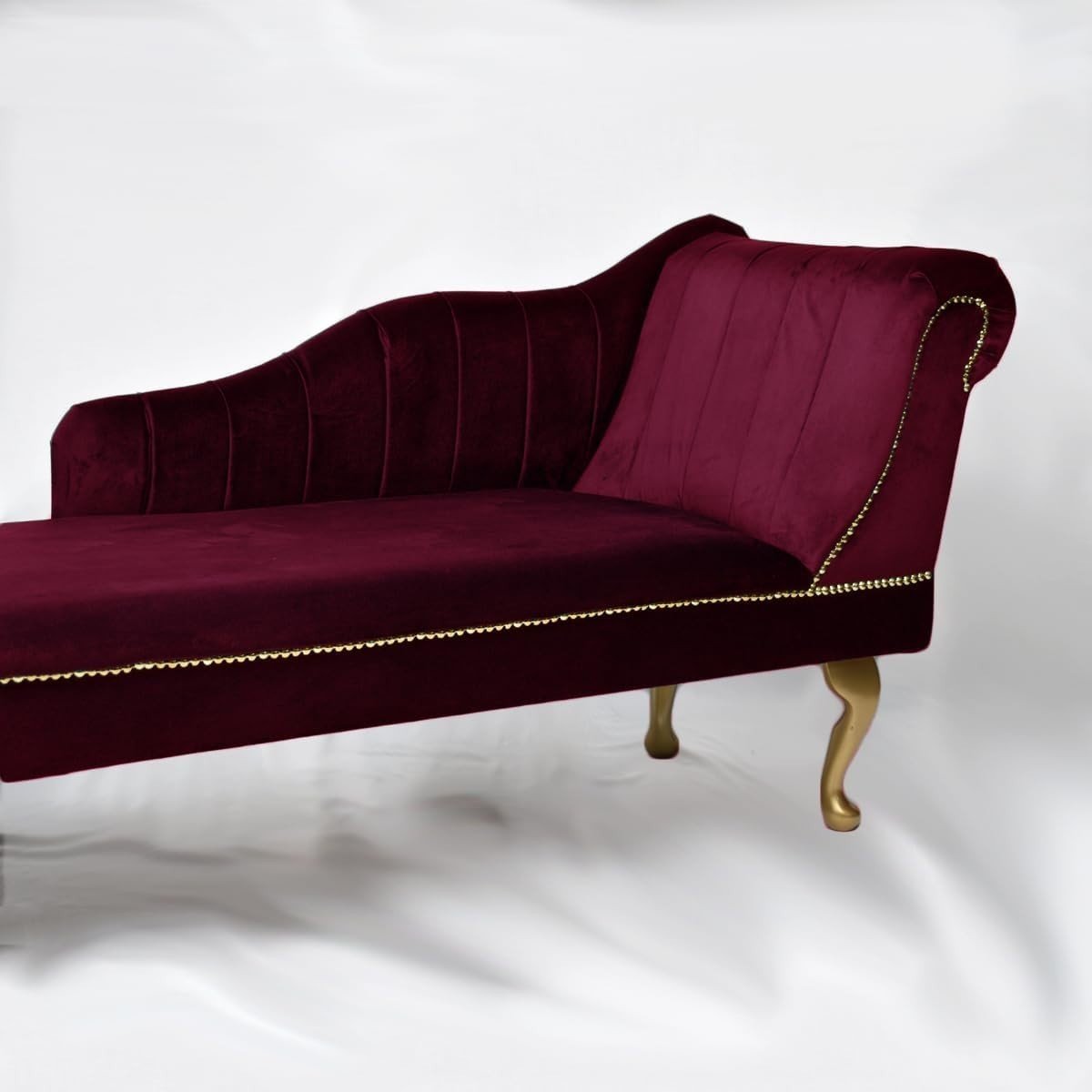 Luxury Tufted Velvet Chaise Lounge Sofa Right Hand Accent Chair Wine - Kwikley