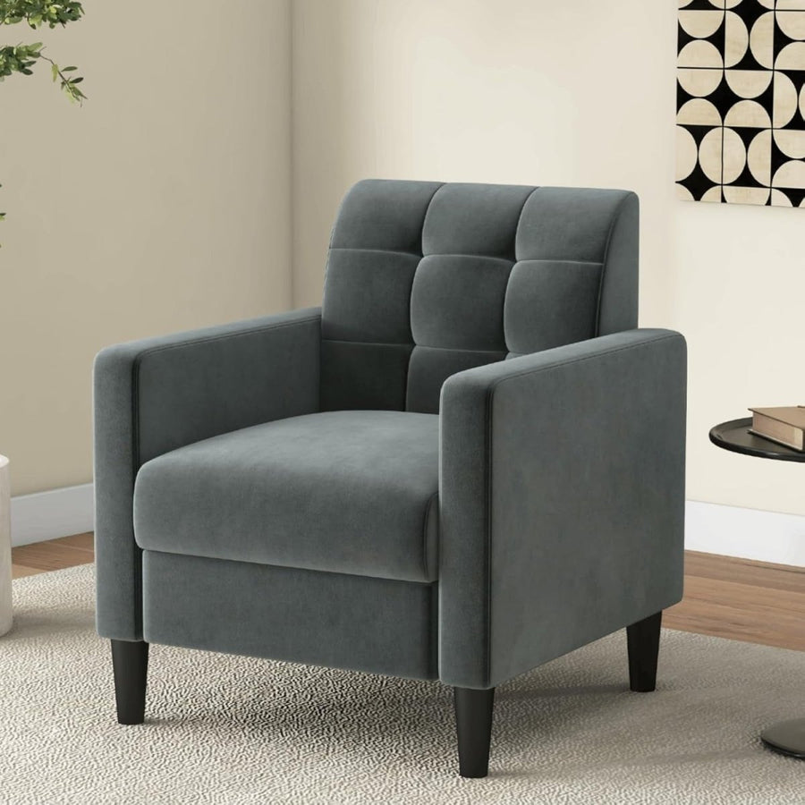 Luxury Velvet Accent Chair with Tufted Back, Mid-Century Modern Lounge Sofa - Kwikley