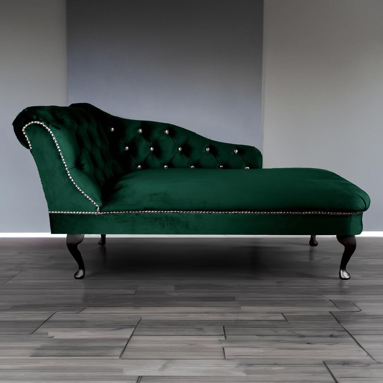Luxury Velvet Chaise Lounge Chair Left Hand Tufted Sofa 135x54x68cm Jasper. - Kwikley